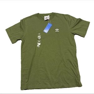 Adidas Men’s Olive Green Trefoil Logo T‑Shirt Medium